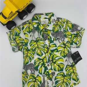 NWT Okie Dokie Baby Boy’s Jungle Print Button-Down Shirt (Size 24M)